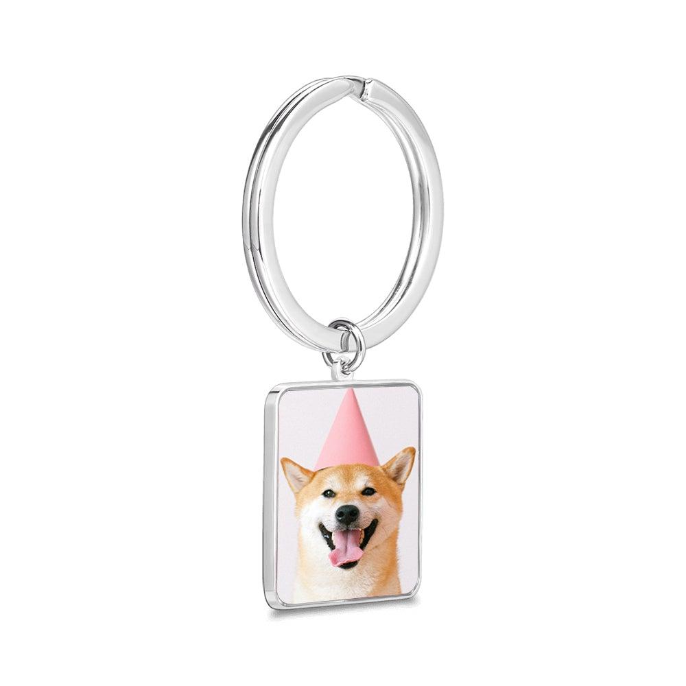 Custom Pet Photo Keychain, 925 Sterling Silver Square | Furkits™ Forever In My Heart Series - Furkits
