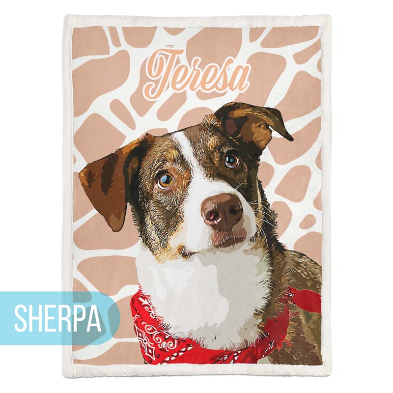 Custom Pet Fleece and Sherpa Blanket | Pet Art Blanket | Pattern & Solid Color Backgrounds | 2 Styles