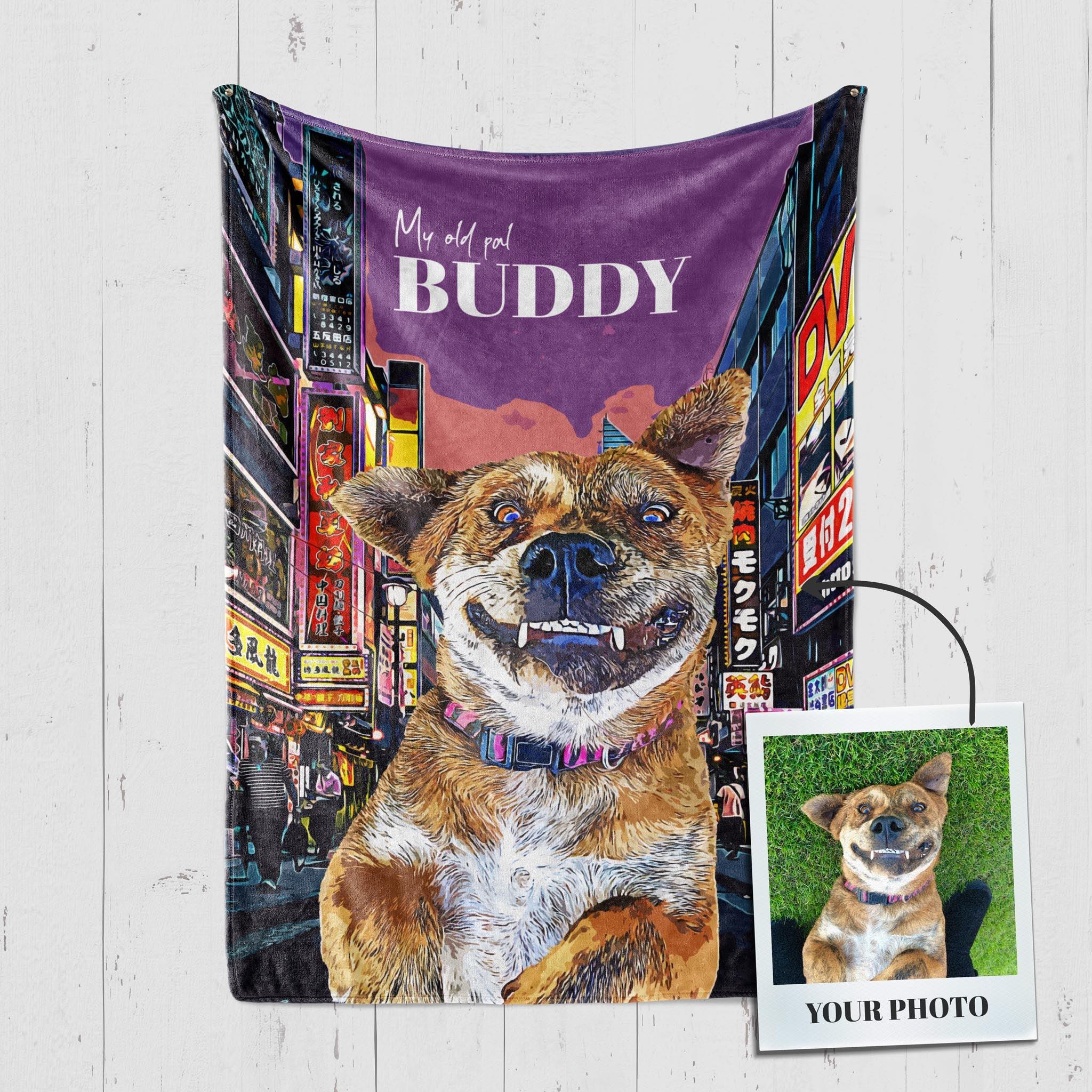 Custom Pet Fleece Blankets For Dogs & Dog Lovers - Detailed Pop Art Portrait - Customized Scenery Backgrounds | Furkits™ Fluffy fluff Series - Furkits