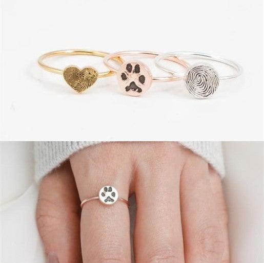 Custom Pet Paw Print Ring, 925 Sterling Silver, 3 Colors | Furkits™ Paw Series - Furkits