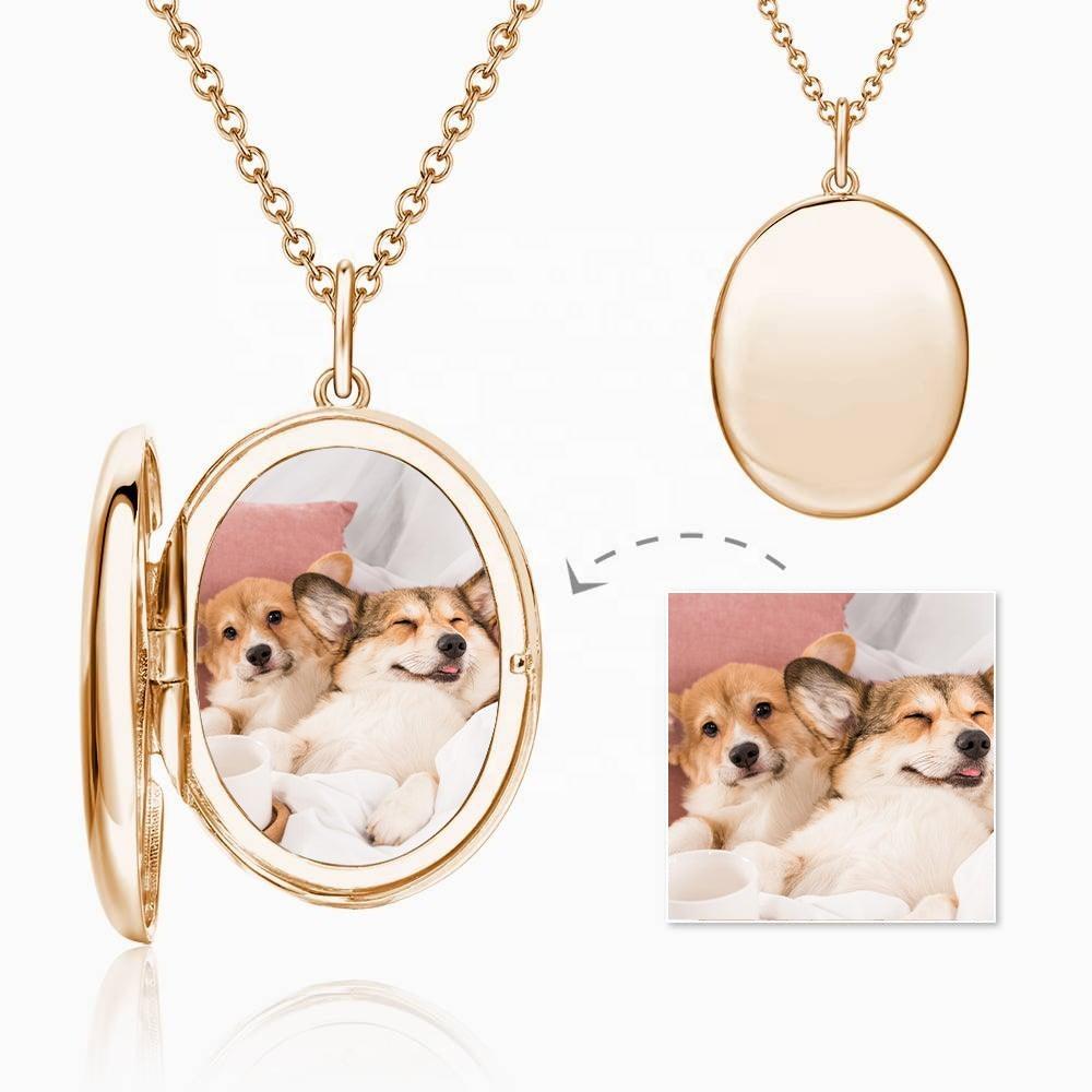 Custom Pet Photo Locket Necklace - Rose Gold Plated Oval Locket & Adjustable Chain | Furkits™ Forever In My Heart Series - Furkits