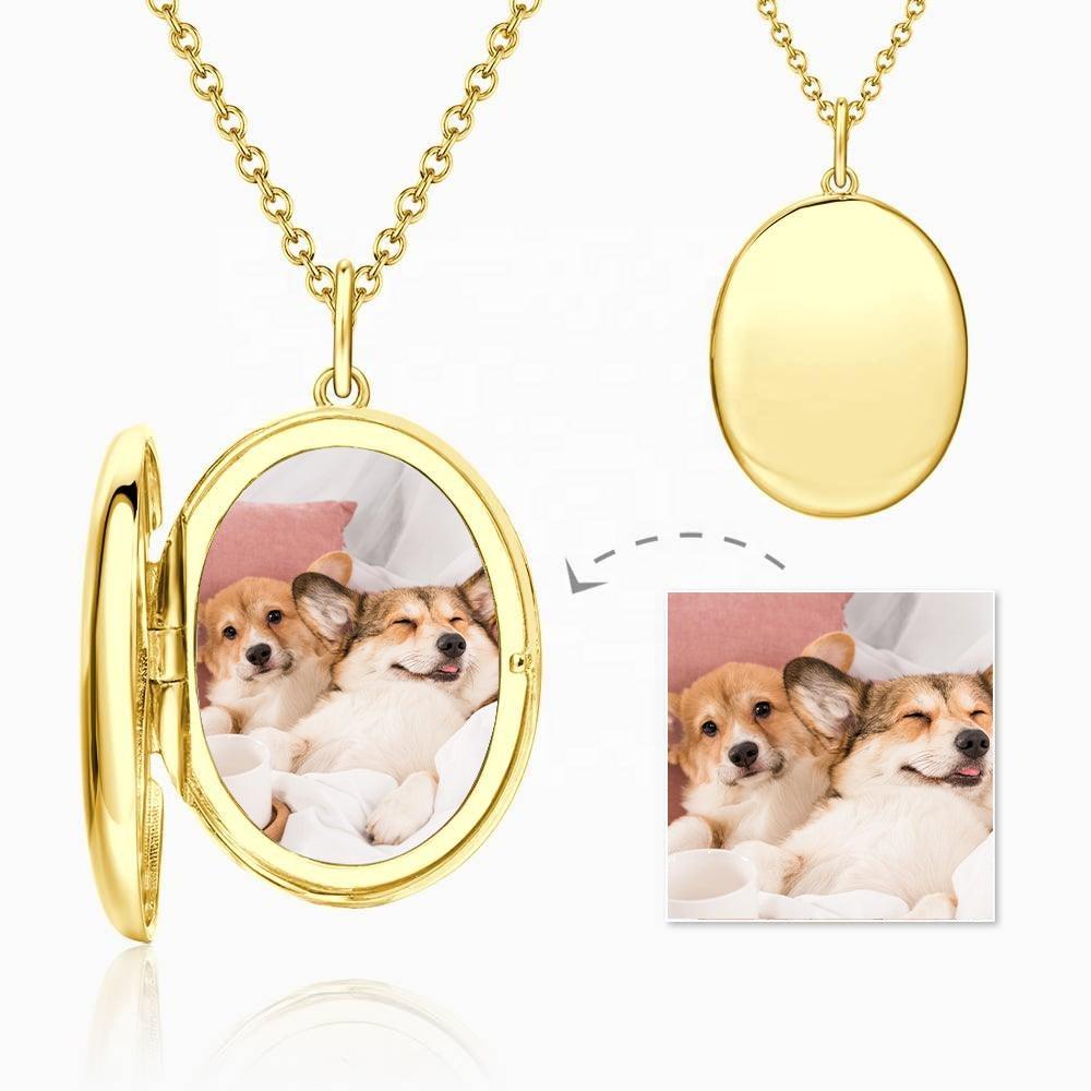 Custom Pet Photo Locket Necklace - 14k Gold Plated Oval Locket & Adjustable Chain | Furkits™ Forever In My Heart Series - Furkits
