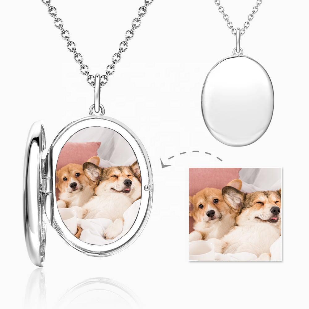 Custom Pet Photo Locket Necklace - Silver Oval Locket & Adjustable Chain | Furkits™ Forever In My Heart Series - Furkits