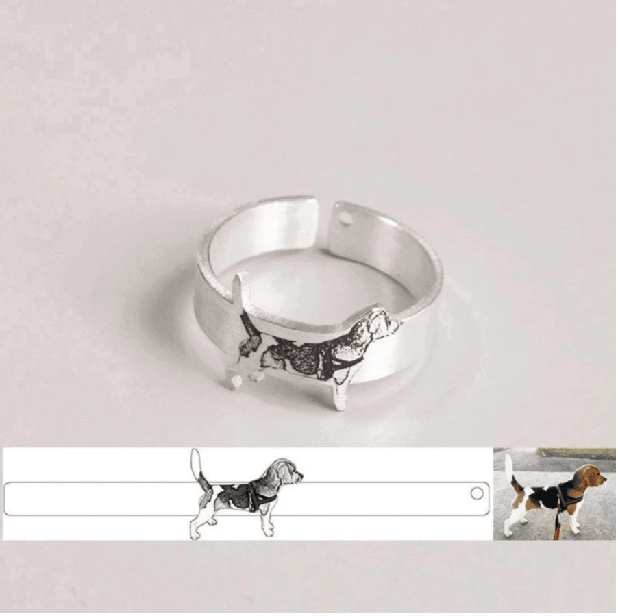 Custom Pet Portrait Ring, 925 Sterling Silver | Furkits™ Paw Series - Furkits