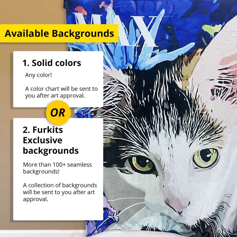 Custom Pet Fleece Blankets For Cats & Cat Lovers– Detailed Pop Art Portrait - 100+ Pre-made Backgrounds | Furkits™ Fluffy Fluff Series