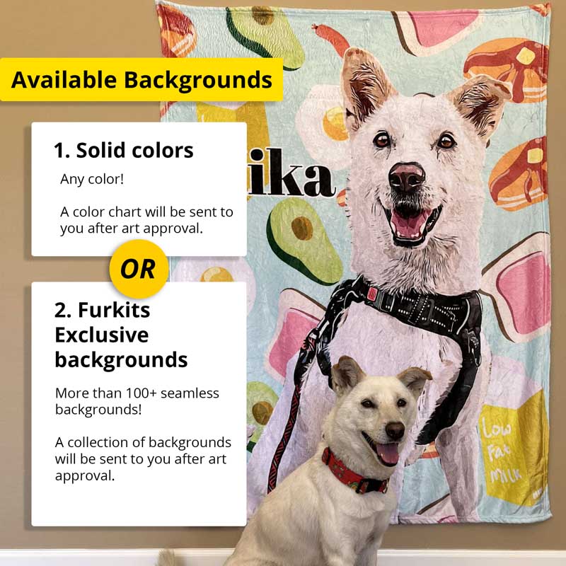 Custom Pet Fleece Blankets For Dogs & Dog Lovers– Detailed Pop Art Portrait - 100+ Pre-made Backgrounds | Furkits™ Fluffy Fluff Series
