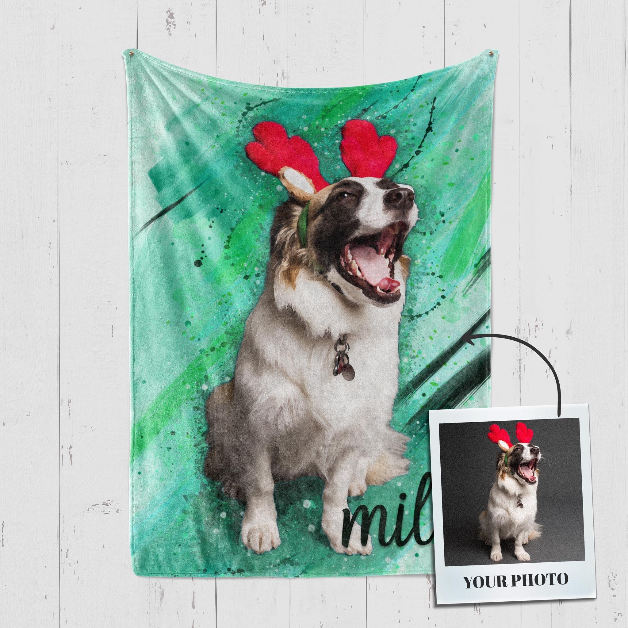 Custom Pet Fleece Blankets For Dogs & Dog Lovers – Watercolor Art Portrait - 10 Colors | Furkits™ Fluffy Fluff Series - Furkits