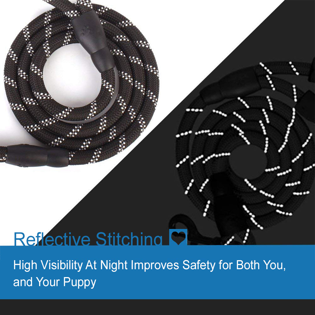 Sturdy Dog Leash - Soft Padded Handles & Reflective Stripes