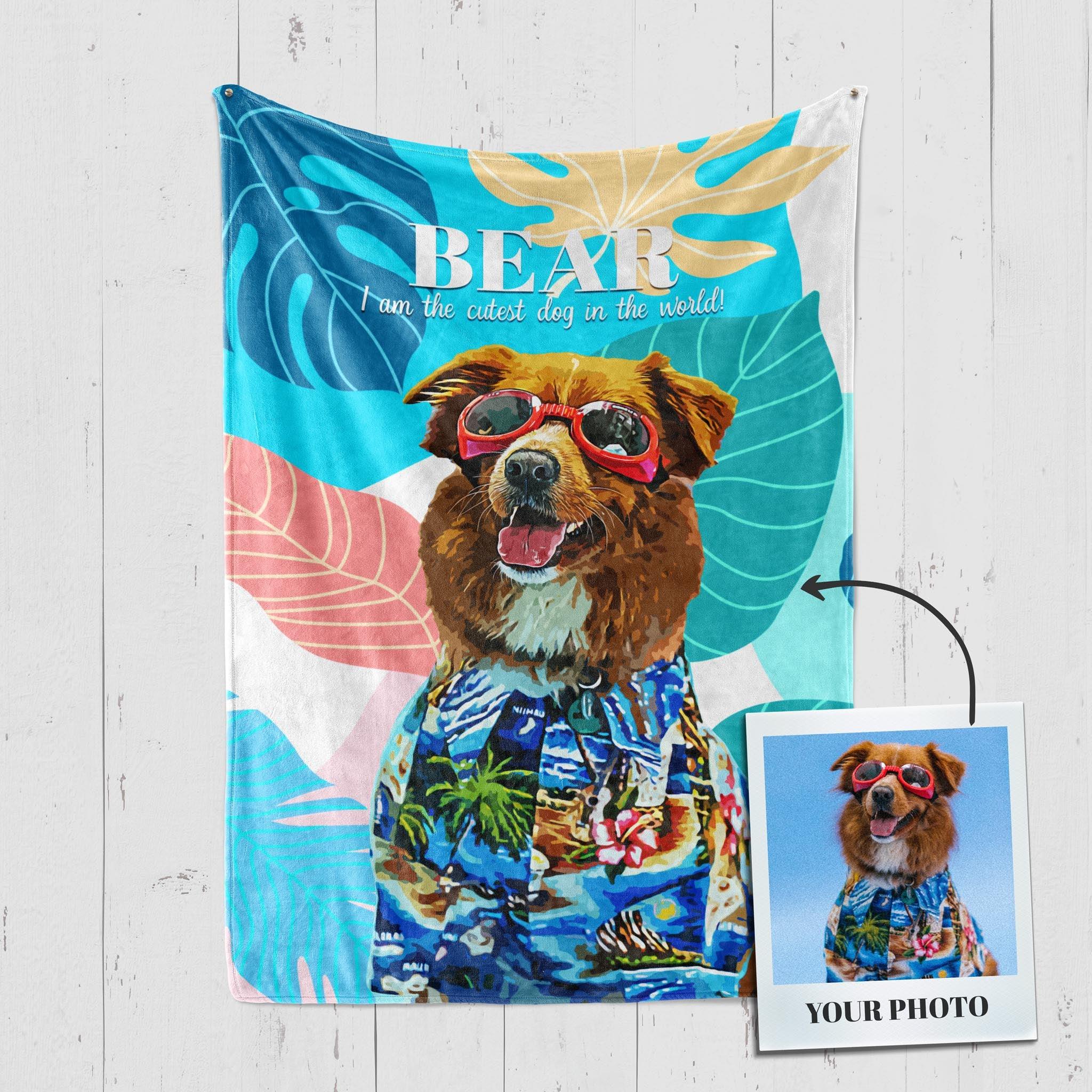Custom Pet Fleece Blankets For Dogs & Dog Lovers– Detailed Pop Art Portrait - 100+ Pre-made Backgrounds | Furkits™ Fluffy Fluff Series - Furkits