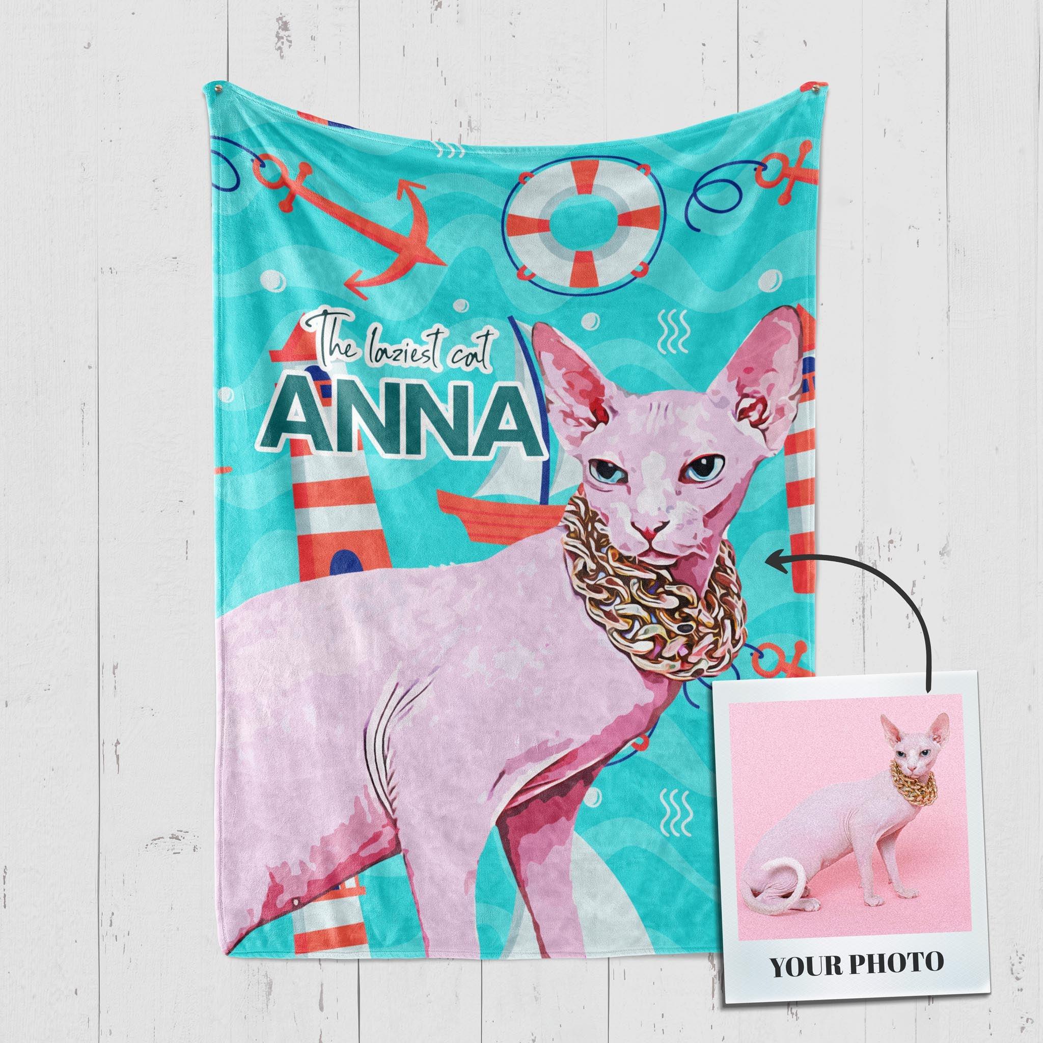 Custom Pet Fleece Blankets For Cats & Cat Lovers– Detailed Pop Art Portrait - 100+ Pre-made Backgrounds | Furkits™ Fluffy Fluff Series - Furkits