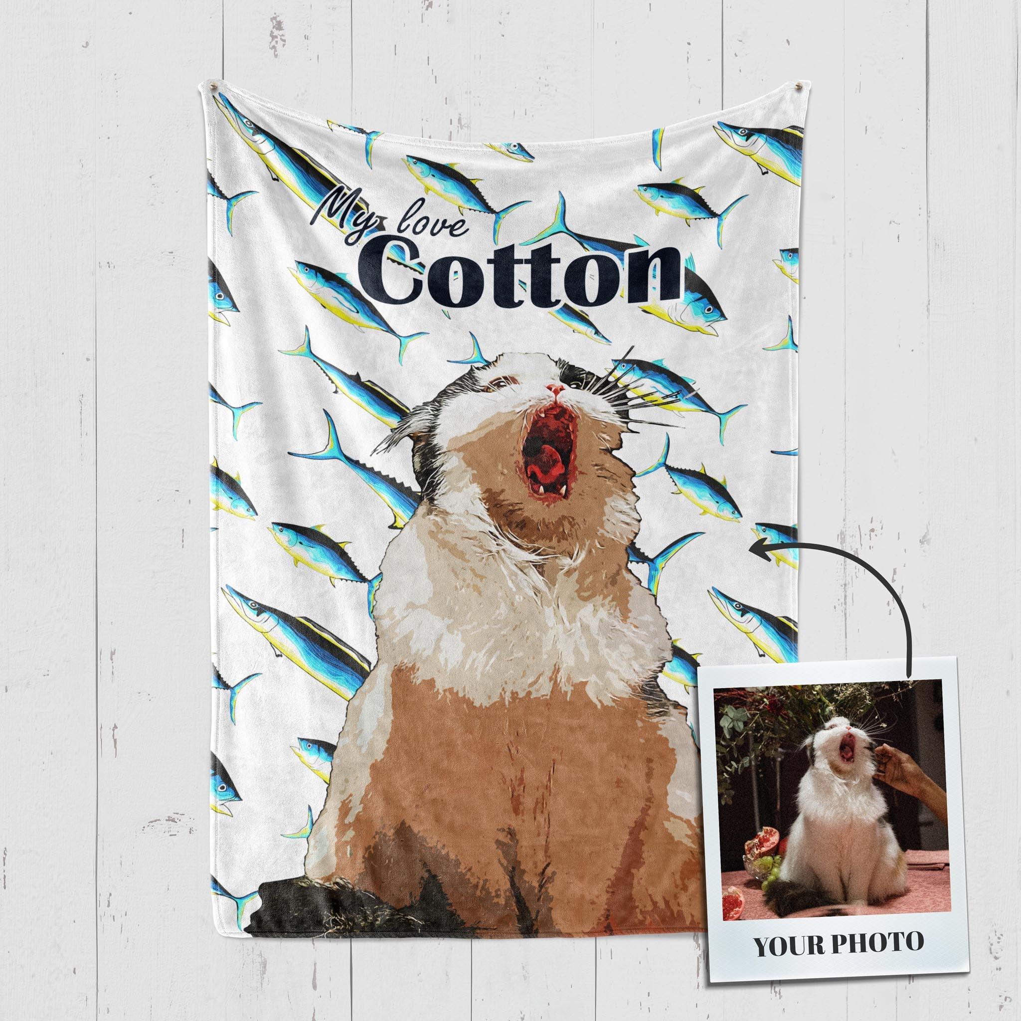 Custom Pet Fleece Blankets For Cats & Cat Lovers– Detailed Pop Art Portrait - 100+ Pre-made Backgrounds | Furkits™ Fluffy Fluff Series - Furkits