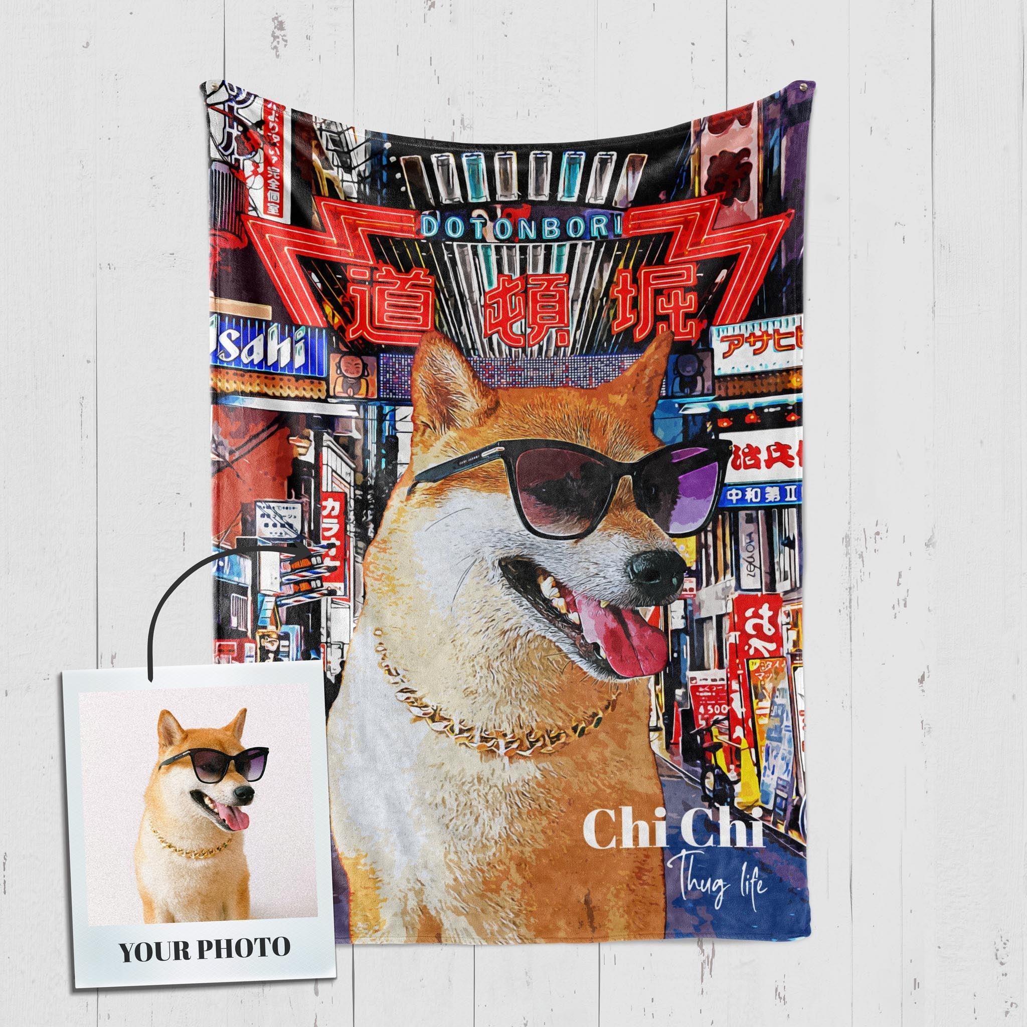 Custom Pet Fleece Blankets For Dogs & Dog Lovers - Detailed Pop Art Portrait - Customized Scenery Backgrounds | Furkits™ Fluffy fluff Series - Furkits