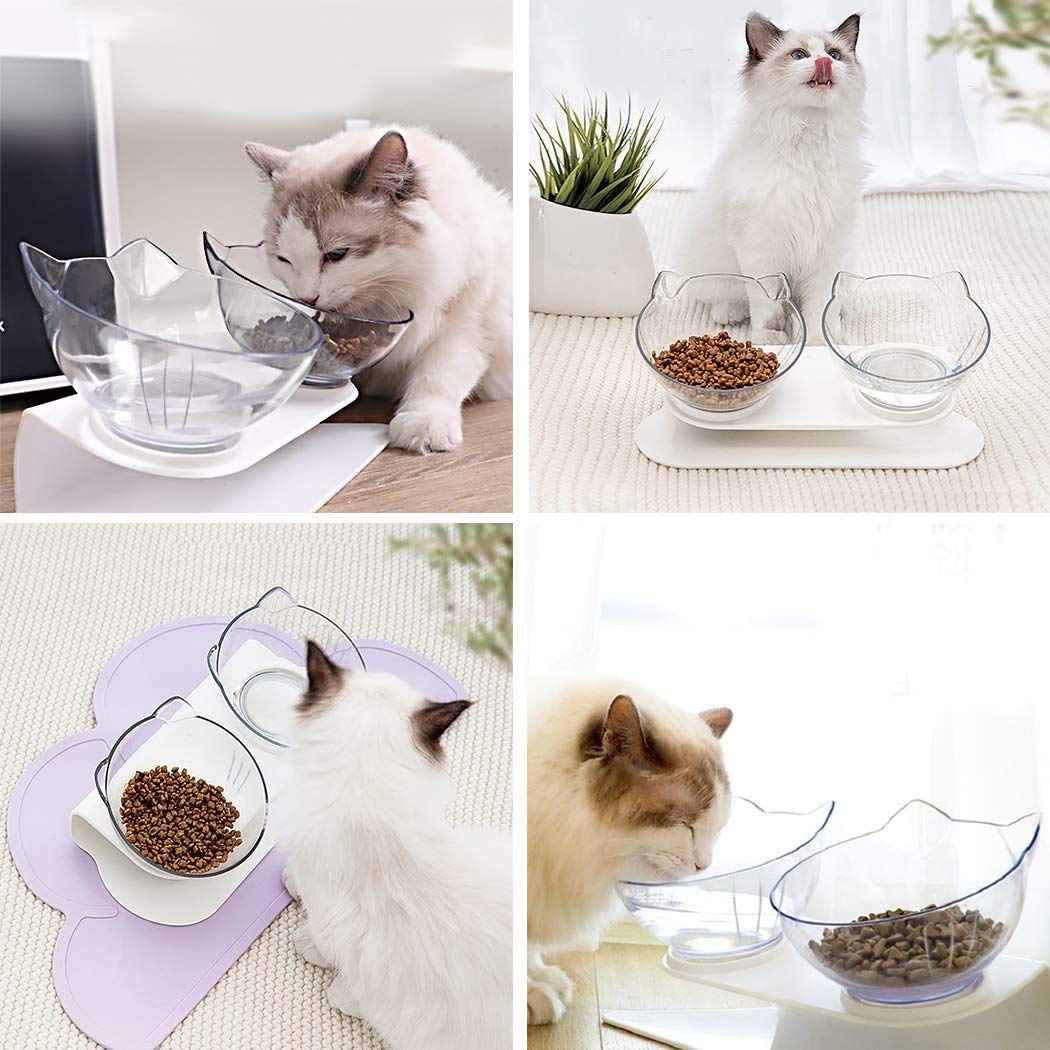 Non-Slip Cat Bowl with Inclined Stand