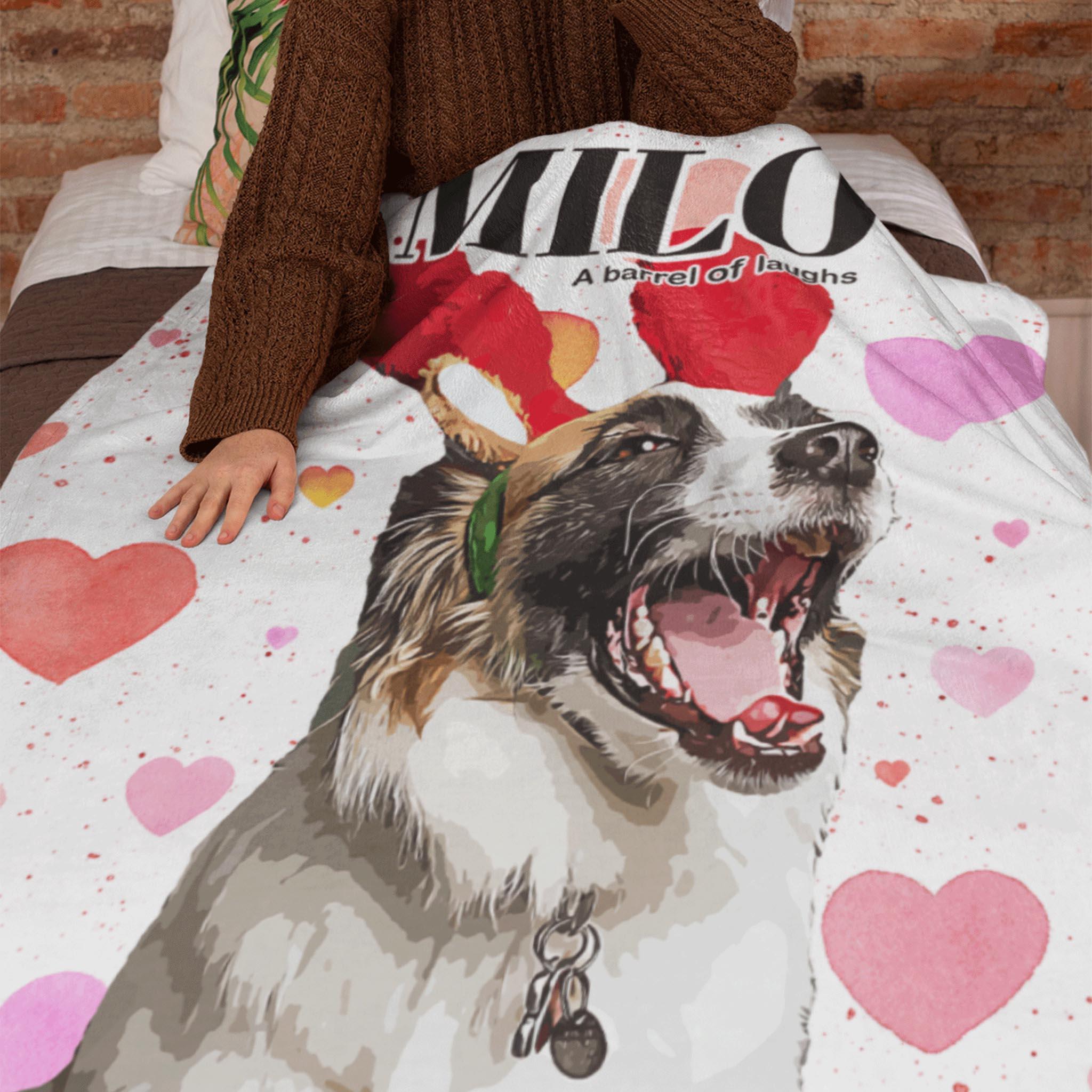 Custom Pet Fleece Blankets For Dogs & Dog Lovers– Detailed Pop Art Portrait - 100+ Pre-made Backgrounds | Furkits™ Fluffy Fluff Series - Furkits